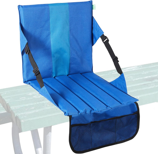 Big Hippo Portable Stadium Seat Cushion, Stadium Seat for bleachers, Lightweight Padded Seat for Sporting Events and Outdoor Concerts, Folded Stadium Seats with Mesh Pocket - Blue