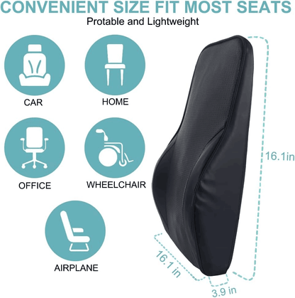 Big Hippo Lumbar Support Pillow Memory Foam Back Support Pillow for Back Pain Relief Breathable Leather Back Cushion Lumbar Pillow for Car Seat Computer Office Chair