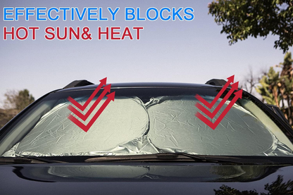 Car Windshield Sunshade, with Incidental Steering Wheel Sun Shade, 210T Reflective Sunshades Blocks Heat and Sun, Foldable Sun Shield for Car Windshield Keeps Vehicle Cool (Medium 63 x 33.8 inches)