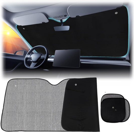 Big Hippo Windshield Sun Shade, Car Window Shade as Bonus Keep Vehicle Cool Windshield Sunshade Protect Your Car from Sun Heat & Glare Best UV Ray Visor Protector -Silver/Black (Size: 55.16X 27.5inch)