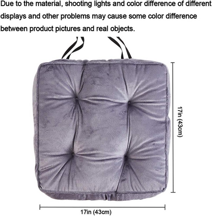 Big Hippo Chair Pads Square Chair Cushion with Ties Soft Thicken Seat Pads Cushion Pillow for Office,Home or Car Sitting 17" x 17"(Grey)