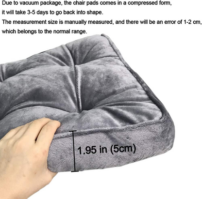 Big Hippo Chair Pads Square Chair Cushion with Ties Soft Thicken Seat Pads Cushion Pillow for Office,Home or Car Sitting 17" x 17"(Grey)