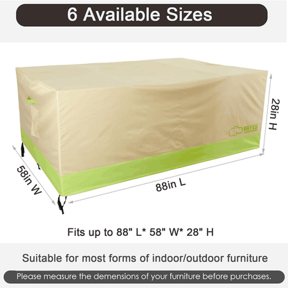 Big Hippo Patio Furniture Covers, Heavy Duty 600D Outdoor Furniture Cover, Waterproof Rectangular Patio Dining Table and Chairs Cover, 88L x 58W x 28H inch