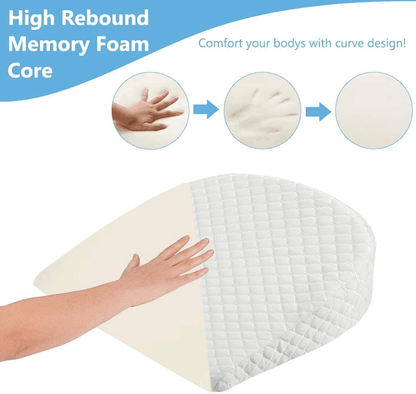 Big Hippo Wedge Pillow Memory Foam Pregnancy Pillow Wedge for Belly Support Maternity Wedge Pillow Pregnancy Wedge Pillows for Sleeping Back Knees Legs, White