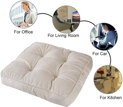 Big Hippo Chair Pads Square Chair Cushion with Ties Soft Thicken Seat Pads Cushion Pillow for Office,Home or Car Sitting 17" x 17"(Beige)