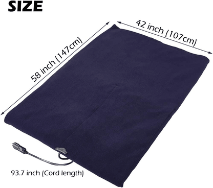 Big Hippo Electric Car Blanket 12V Fleece Heated Car Blanket with Controller Fast Heating Levels Car Electric Blanket for Car Truck Electric Blanket for Cold Weather (58" x 42",Navy Blue)