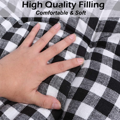 Big Hippo Chair Cushion Buffalo Check Chair Pad for Indoor/Dining/Kitchen Chairs Seat Cushion with Ties Tufted Chair Cushion Pad 17"x17" (1 Pack, Black and White Plaid)