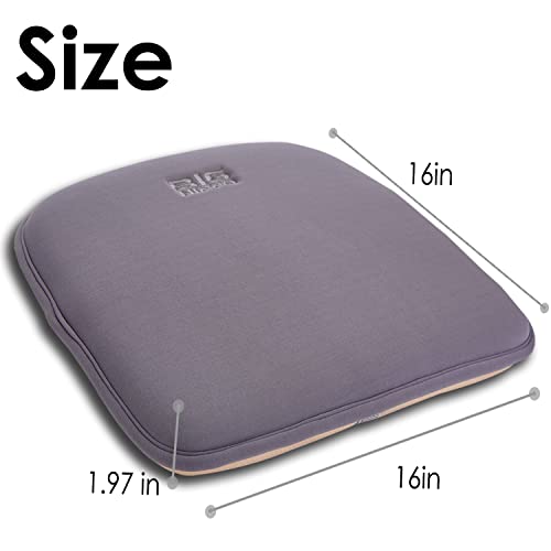 Big Hippo Chair Pads, Memory Foam Chair Seat Cushion Non Slip Rubber Back Thicken Chair Padding Rounded Square with Elastic Bands for Home Office Outdoor Seats (Gray-1pc)