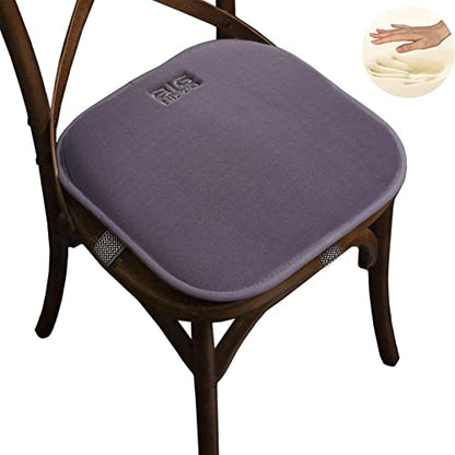 Big Hippo Chair Pads, Memory Foam Chair Seat Cushion Non Slip Rubber Back Thicken Chair Padding Rounded Square with Elastic Bands for Home Office Outdoor Seats (Gray-1pc)