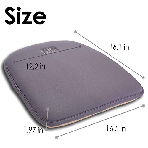 Big Hippo Chair Pads, Memory Foam Chair Seat Cushion Non Slip Rubber Back Thicken Chair Padding with Elastic Bands for Home Office Outdoor Seats (Gray-1pc)