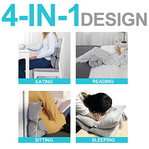 Folding Back Support Cushion, Leg Pillows for Elevation Blood Circulation, Bed Wedge Pillow for Multi Position Use, Foam Pillows for Sleeping Reading - Work for Lumbar Support Knee Leg Hip Pain(Gray)